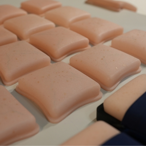 AnthroPad injection training pads and skin simulation